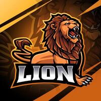 Lion esport mascot logo design vector