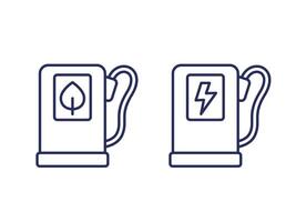 Biofuel and electric station line icons vector