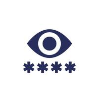 Parental control icon with a password and eye, pictogram vector