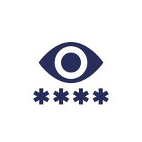 Parental control icon with a password and eye, pictogram vector