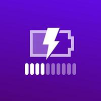 charging battery icon with progress bar vector