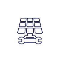 Solar panel installation line icon with a wrench vector