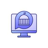 Electronic government, digital transformation icon with outline vector