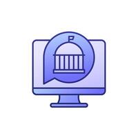 Electronic government, digital transformation icon with outline vector