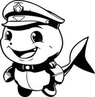 Cute cartoon shark in a cap of a policeman. vector