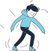 illustration of a man skating on ice rink. Winter sport. vector