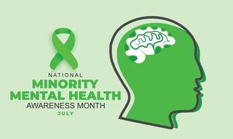 National Minority mental health awareness month. background, banner, card, poster, template. illustration. vector