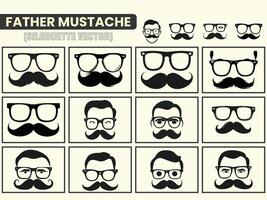 A black color Silhouette Gentleman, hipster or barbershop symbol Mustache icons, Mustache silhouette collection. vector