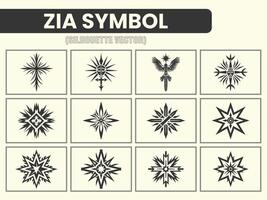 zia firmar símbolo silueta icono conjunto clipart, aislado en un blanco antecedentes vector