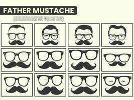 A black color Silhouette Gentleman, hipster or barbershop symbol Mustache icons, Mustache silhouette collection. vector