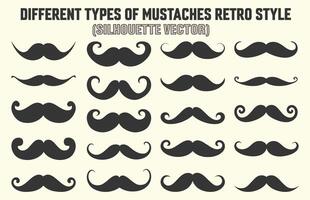 A black color Silhouette Gentleman, hipster or barbershop symbol Mustache icons, Mustache silhouette collection. vector