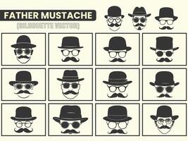 A black color Silhouette Gentleman, hipster or barbershop symbol Mustache icons, Mustache silhouette collection. vector