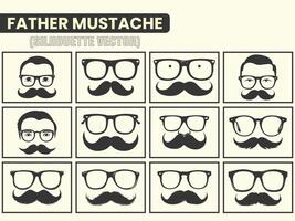A black color Silhouette Gentleman, hipster or barbershop symbol Mustache icons, Mustache silhouette collection. vector
