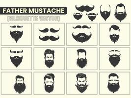 A black color Silhouette Gentleman, hipster or barbershop symbol Mustache icons, Mustache silhouette collection. vector