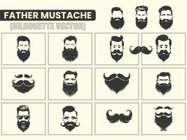 A black color Silhouette Gentleman, hipster or barbershop symbol Mustache icons, Mustache silhouette collection. vector