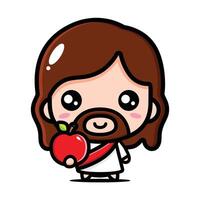 cute jesus brought apples for you vector