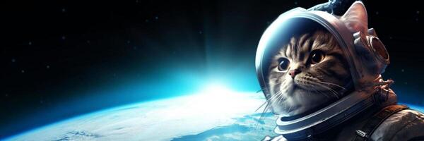 Cat Astronaut in Outer Space for Twitter Header template