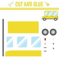 Cut and Glue Sheet of Bus. An educational game for kids vector