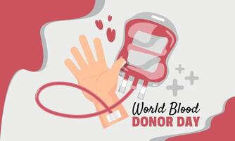 World Blood Donor Day poster with blood donor illustration vector