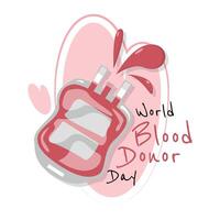 mundo sangre donante día póster con sangre chorreado desde el sangre bolso vector
