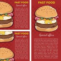 colored hand drawing burger banner or poster vector