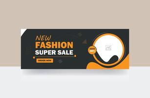 New fashion super sale special social media cover template fashion vector