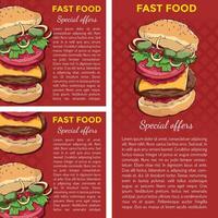 colored hand drawing burger banner or poster vector