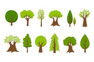 Collection of trees. tree set isolated on white background. vector