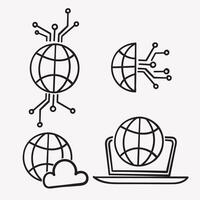 hand drawn doodle global technology for digital world icon related collection vector