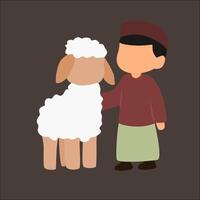 boy muslim character with sheep vector