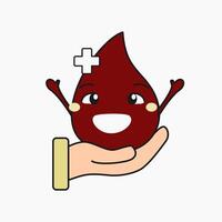 a cartoon blood drop with a cross on it vector