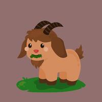 a cute goat cartoon standing from side view for kids vector