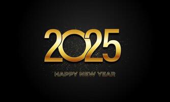 celebration of happy new year 2025 gold number greeting poster luxury design vector