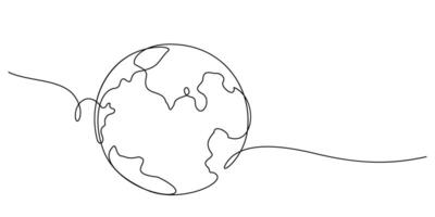 continuous line drawing of planet earth world care concept vector