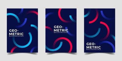 Set of modern geometric cover business template design, modern circle geometric gradient design vector