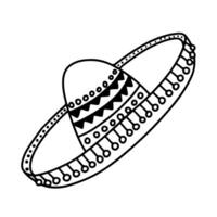 Hand drawn Mexican sombrero doodle illustration vector