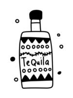 Hand drawn tequila bottle doodle illustration vector