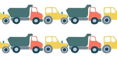 transport seamless pattern. Truck and tractor on white background vector