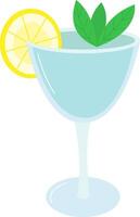 Mojito cocktail in a glass with a slice of lemon clipart vector