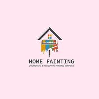 Home Painting Logo Design with Roller and House,logo template vector