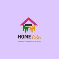 hogar pintura logo diseño con rodillo y casa, logotipo modelo vector