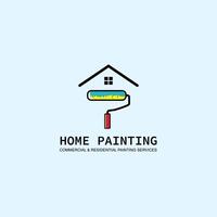 Home Painting Logo Design with Roller and House,logo template vector