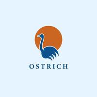 Ostrich Logo in Silhouette Style with Purple Background, logo template vector