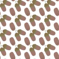 Acorn. Ripe oak tree seed. Simple seamless pattern. illustration. vector