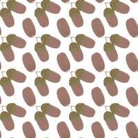 Acorn. Ripe oak tree seed. Simple seamless pattern. illustration. vector