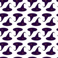 Purple witch hat with buckle. Seamless pattern. illustration. vector