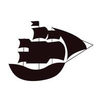 black silhouette of a sailing ship. Simple icon. illustration on white background. vector