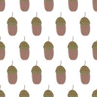 Acorn. Ripe oak tree seed. Simple seamless pattern. illustration. vector