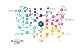 organización gráfico Estados Unidos mapa infografía modelo con avatar iconos infografía para negocio. vector