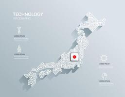 Circuit chip board semiconductor technology infographic. infograph circuit board Japan map shape concept background. illustration. vector